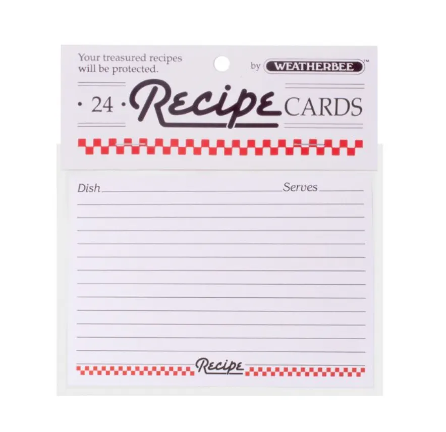 Weatherbee Recipe Cards, 3 x 5, Set of 24